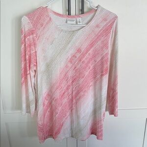 Chico’s Pink and White Long Sleeve Top